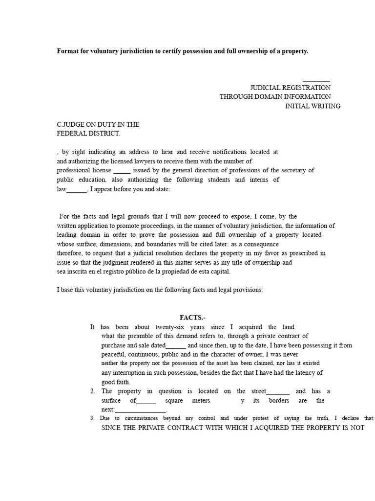 Voluntary Jurisdiction for Property Ownership | PDF | Common Law ...