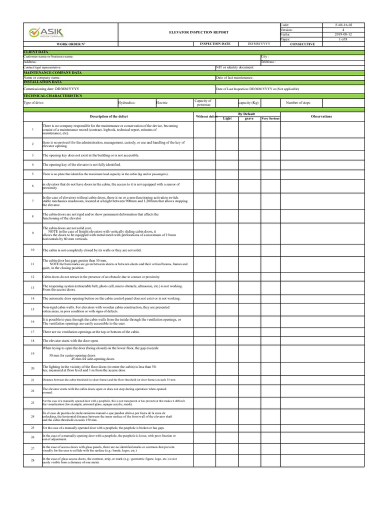 Elevator Inspection Report Summary | PDF | Elevator | Door
