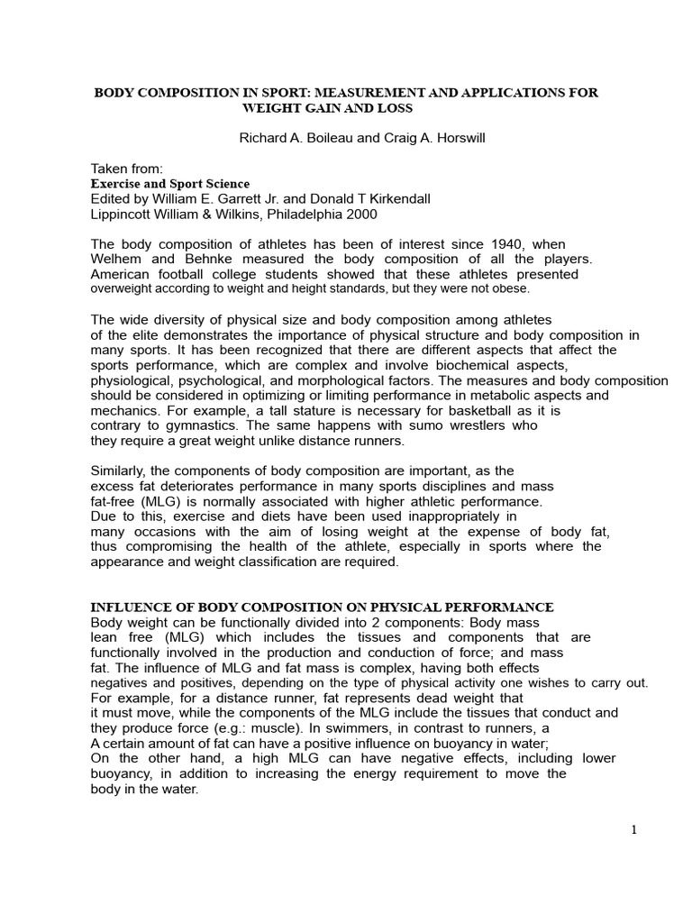 Body Composition in Sport | PDF | Body Mass Index