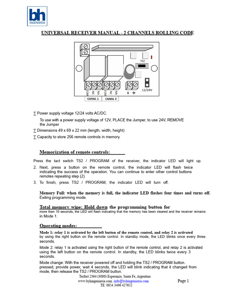 Universal Receiver Manual: 2-Channel Setup | PDF