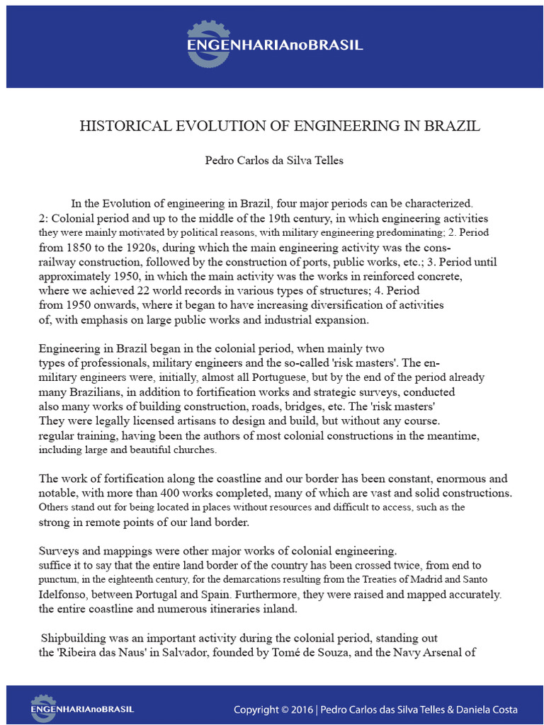 Evolution of Engineering in Brazil | PDF | Brazil | Rio De Janeiro