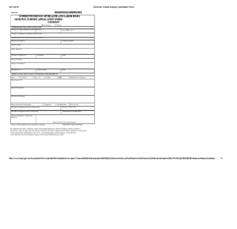 Common Illness Subsidy Application Form | PDF | Medical Specialties ...