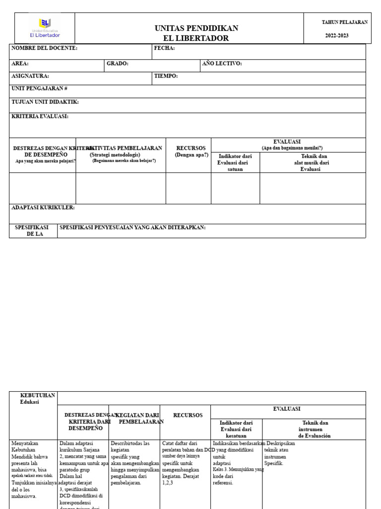 Format Pud 2022-2023 | PDF