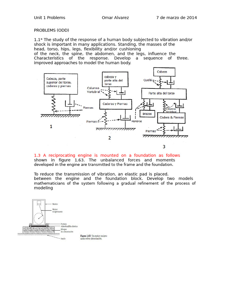 Human Body Vibration Modeling Problems | PDF | Beam (Structure) | Damping