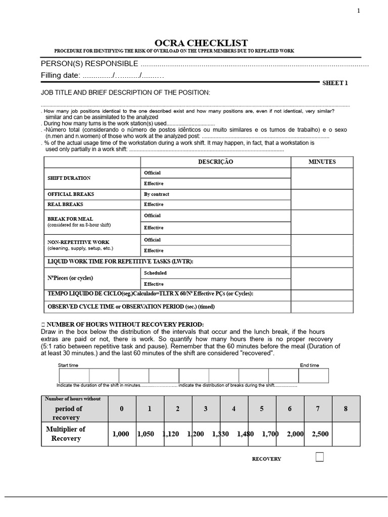 OCR Checklist | PDF | Elbow | Hand