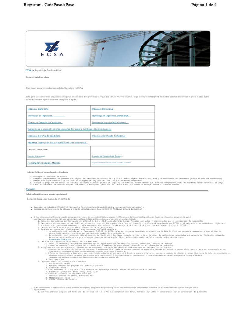 Guía de Registro ECSA Paso a Paso | PDF | Calificaciones | Carrera y ...