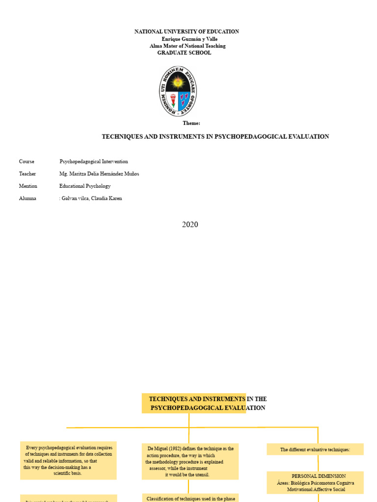 Techniques and Instruments in Psychopedagogical Evaluation | PDF ...