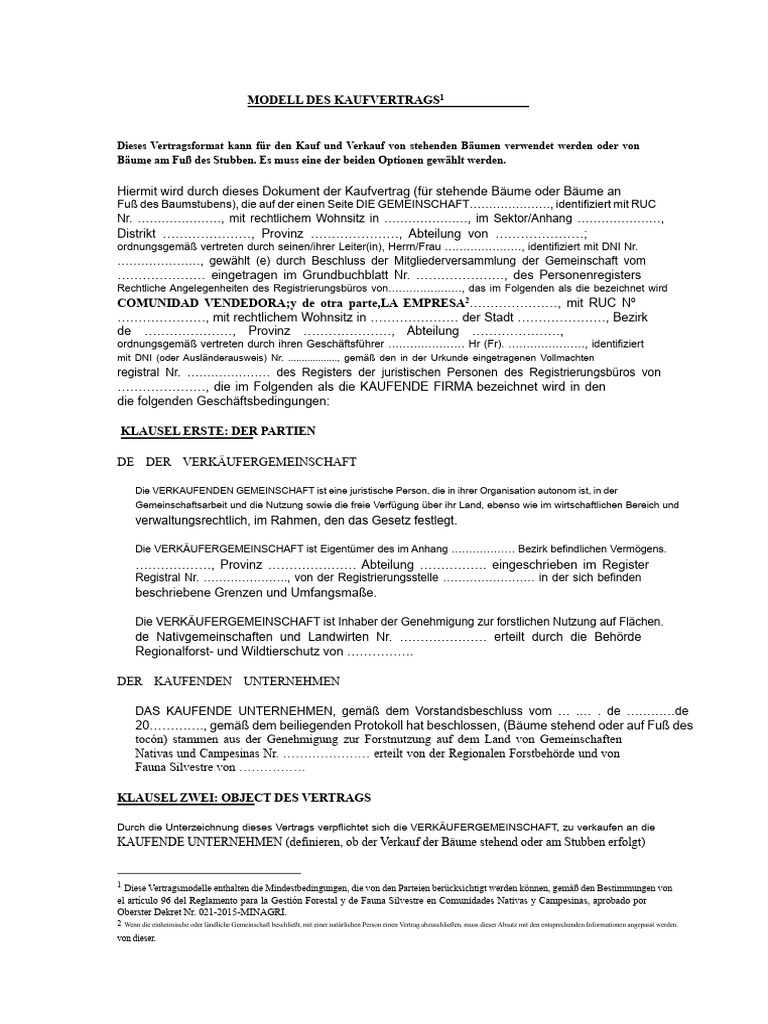 Mustervertrag Für Kauf Und Verkauf | PDF