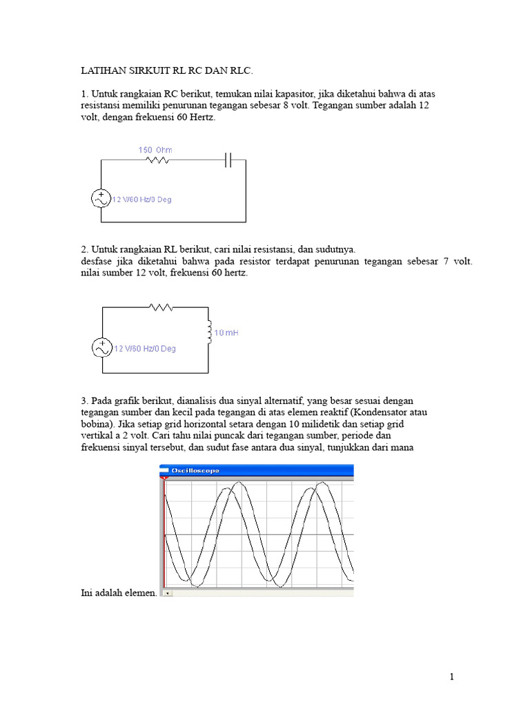 Latihan 1. Sirkuit RL RC Dan RLC | PDF