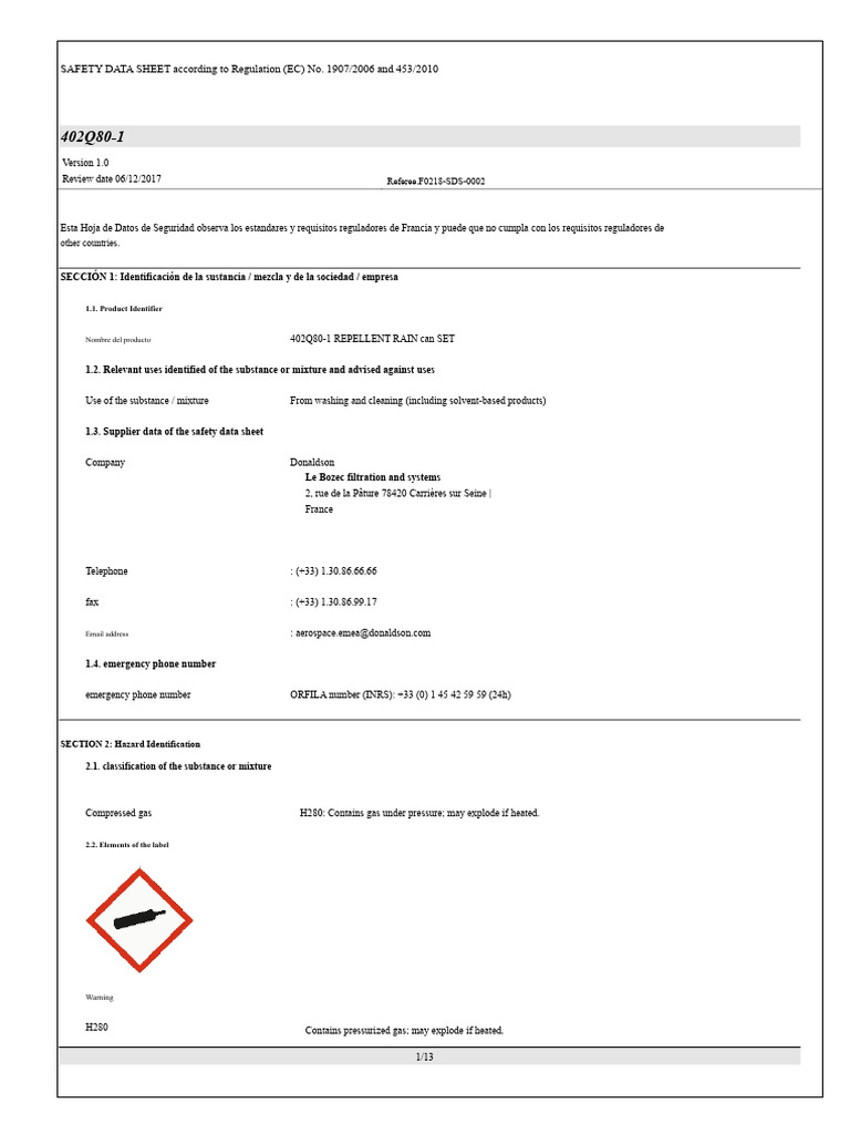 Safety Data Sheet for 402Q80-1 Repellent | PDF | Toxicity | Animal Testing