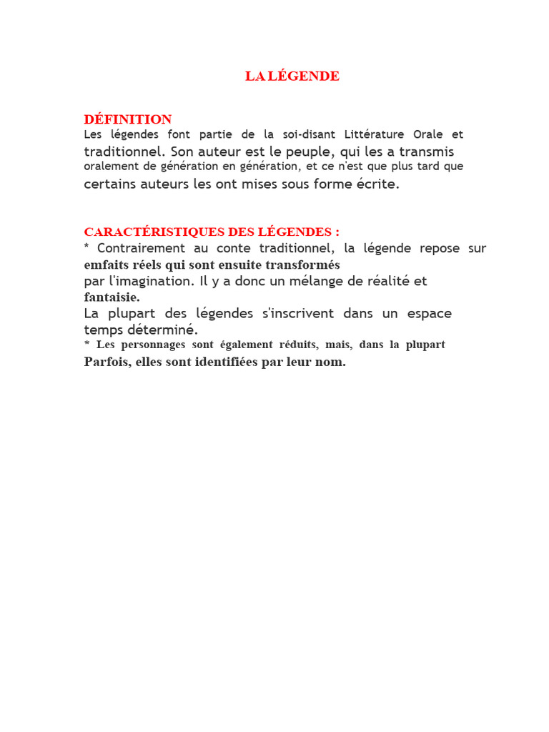 Comprendre les légendes et leurs types | PDF