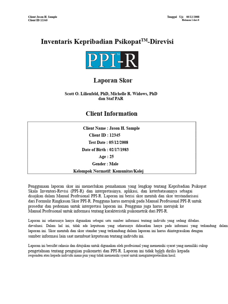 PPI-R SP Sample PDF | PDF