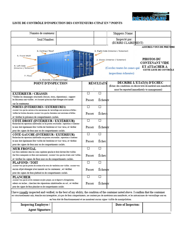 Inspection CTPAT : Liste de Contrôle en 7 Points | PDF