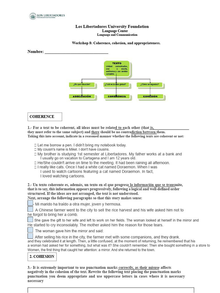 Workshop 8 Coherence, Cohesion, and Appropriateness | PDF | Seville