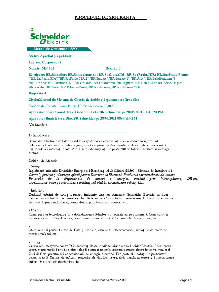 Manualul Sistemului de Management Al SSM | PDF