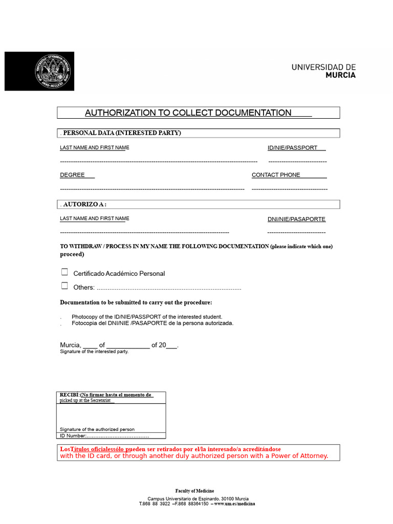 Authorization for Document Collection | PDF