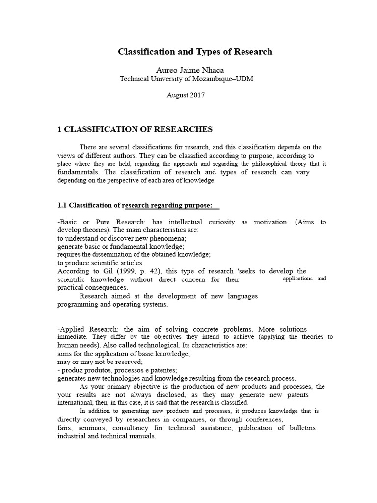 Types and Classifications of Research | PDF | Survey Methodology ...