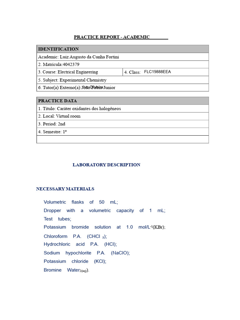 Oxidizing Character of Halogens | PDF | Chlorine | Potassium Chloride