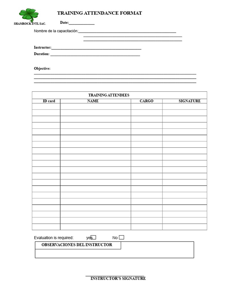 Training Attendance Record Template | PDF