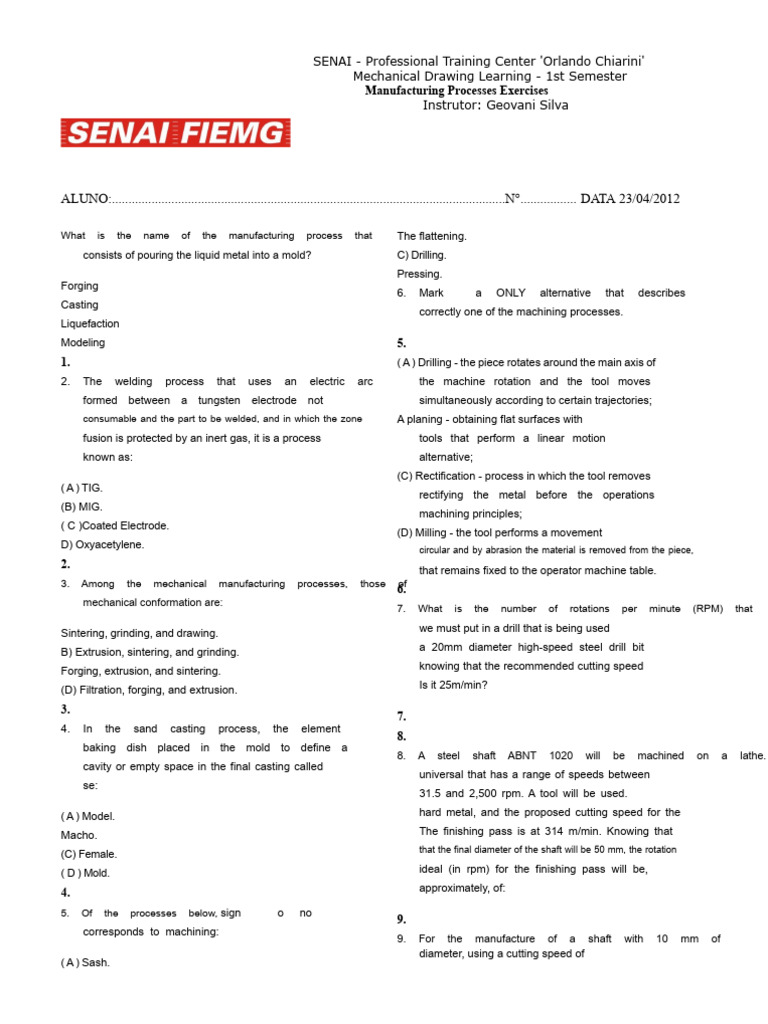 Evaluative Exercises in Mechanical Manufacturing | PDF | Machining ...