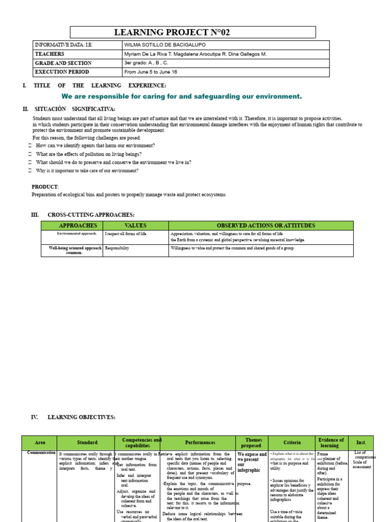 3rd GRADE LEARNING PROJECT JUNE FORTNIGHT | PDF | Multiplication ...