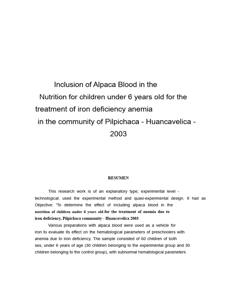 Alpaca Blood | PDF | Anemia | Malnutrition