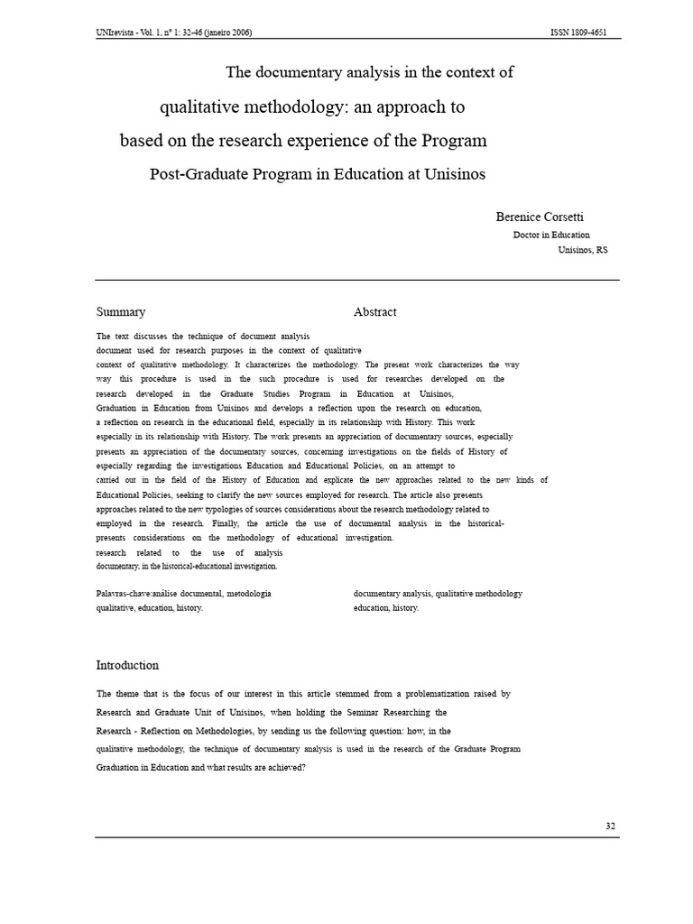 Documentary Analysis in Education Research | PDF | Methodology | Teachers