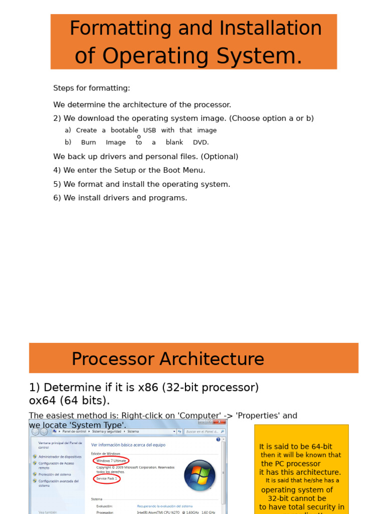 Windows 7 OS Formatting Guide | PDF | Bios | Booting