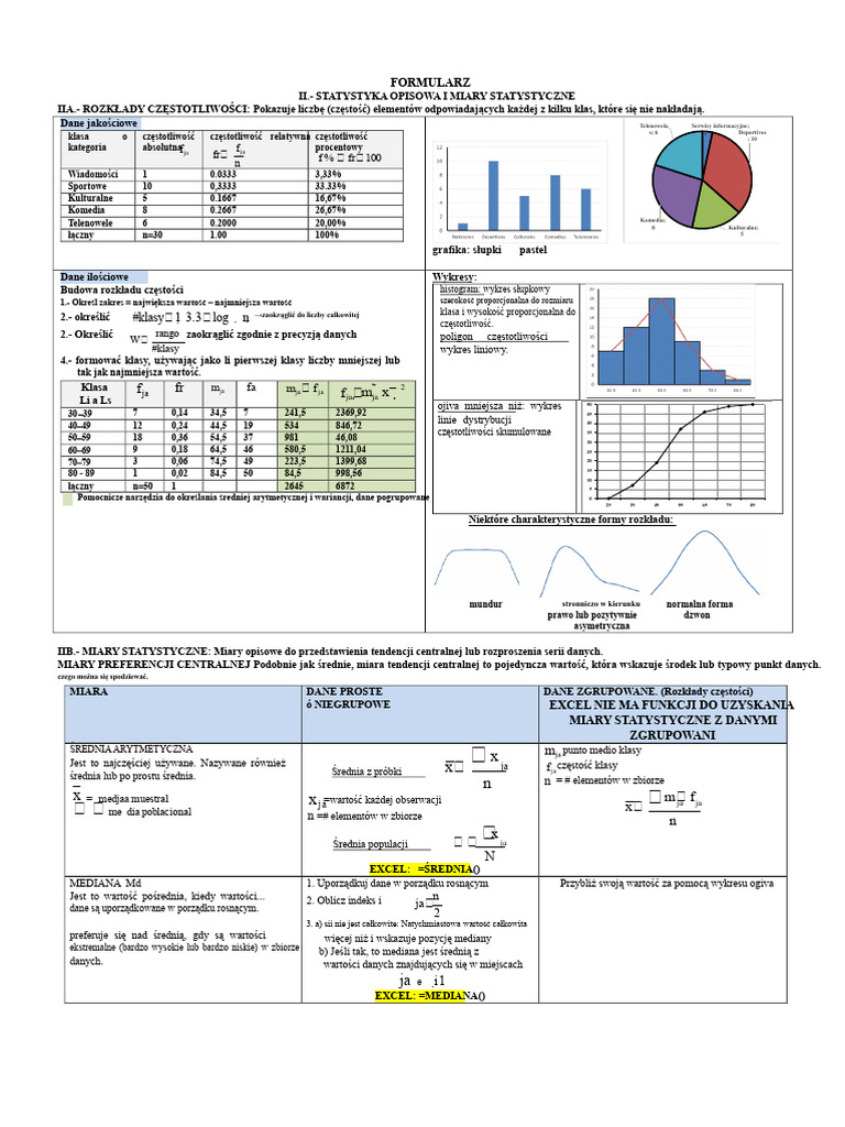 Statystyka Opisowa Formularz PDF | PDF