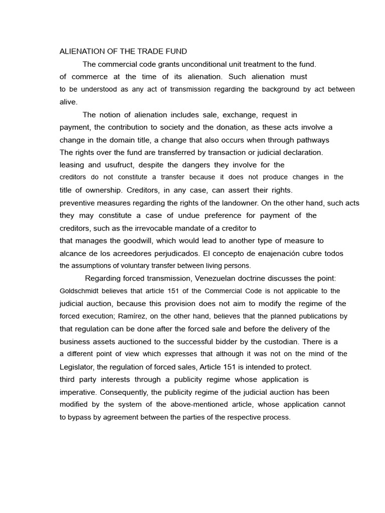 Understanding Trade Fund Alienation | PDF | Bankruptcy | Private Law