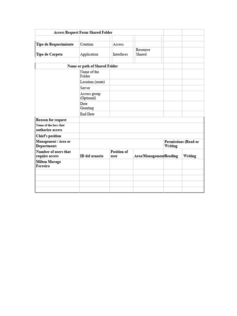 Shared Folder Access Request Form | PDF