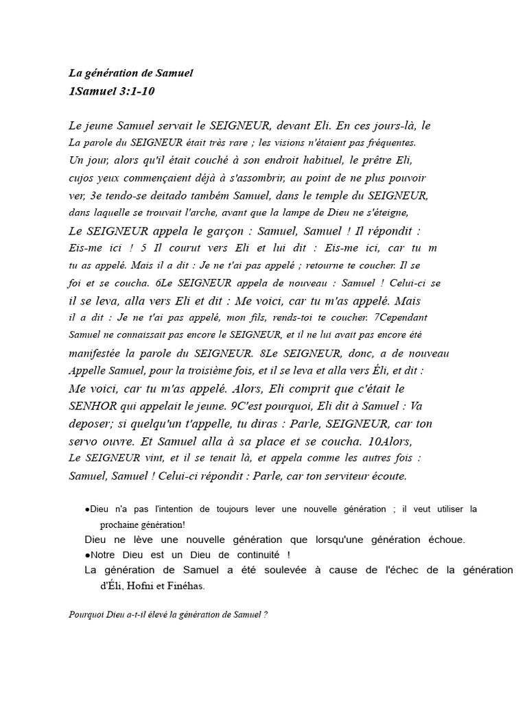 La génération de Samuel et son impact | PDF | Onction | Samuel