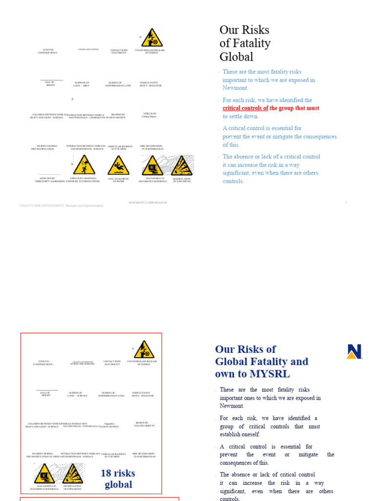Newmont's Fatality Risk Management Guide | PDF | Vehicles | Risk