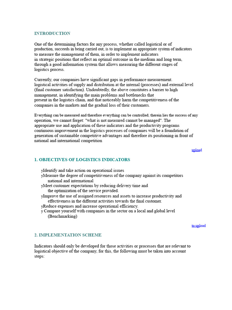 Key Logistics Performance Indicators | PDF | Inventory | Logistics