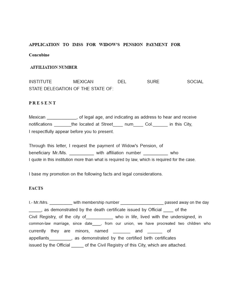 IMSS Widow's Pension Application Guide | PDF | Social Security (United ...