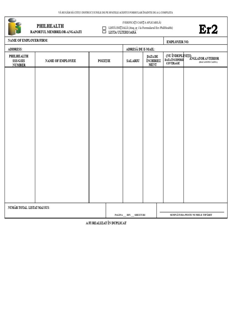 PhilHealth Er2 Form PDF | PDF