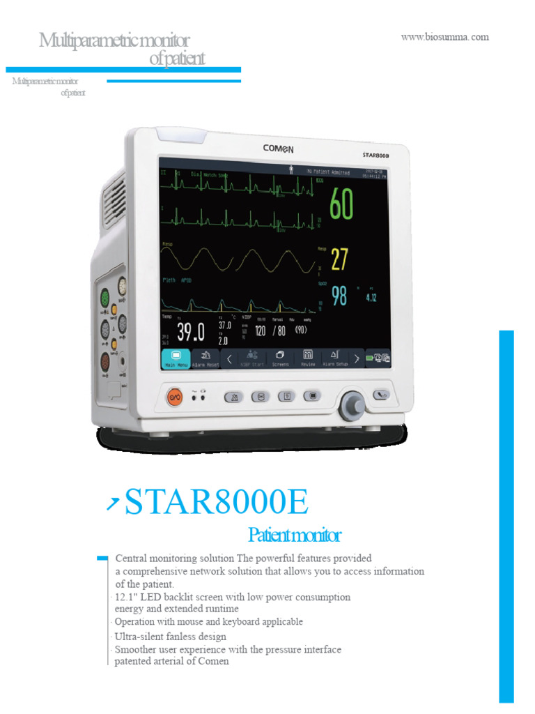 STAR8000E Multiparametric Patient Monitor | PDF | Monitoring (Medicine ...