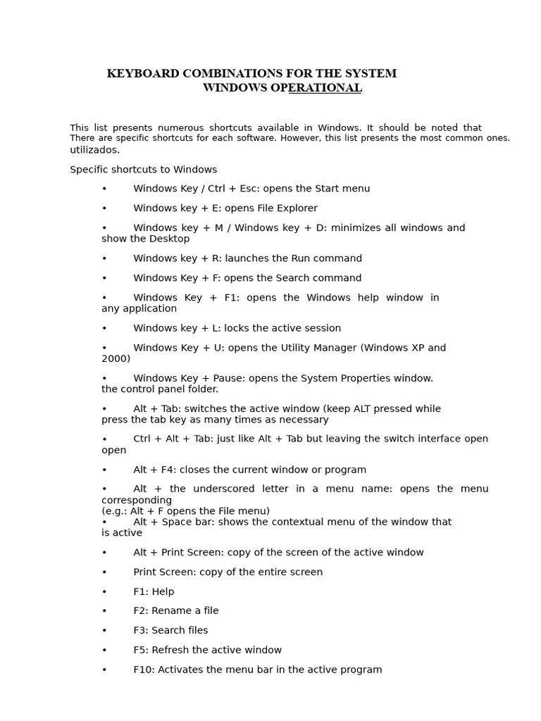 Essential Windows Keyboard Shortcuts | PDF | Keyboard Shortcut | Window ...
