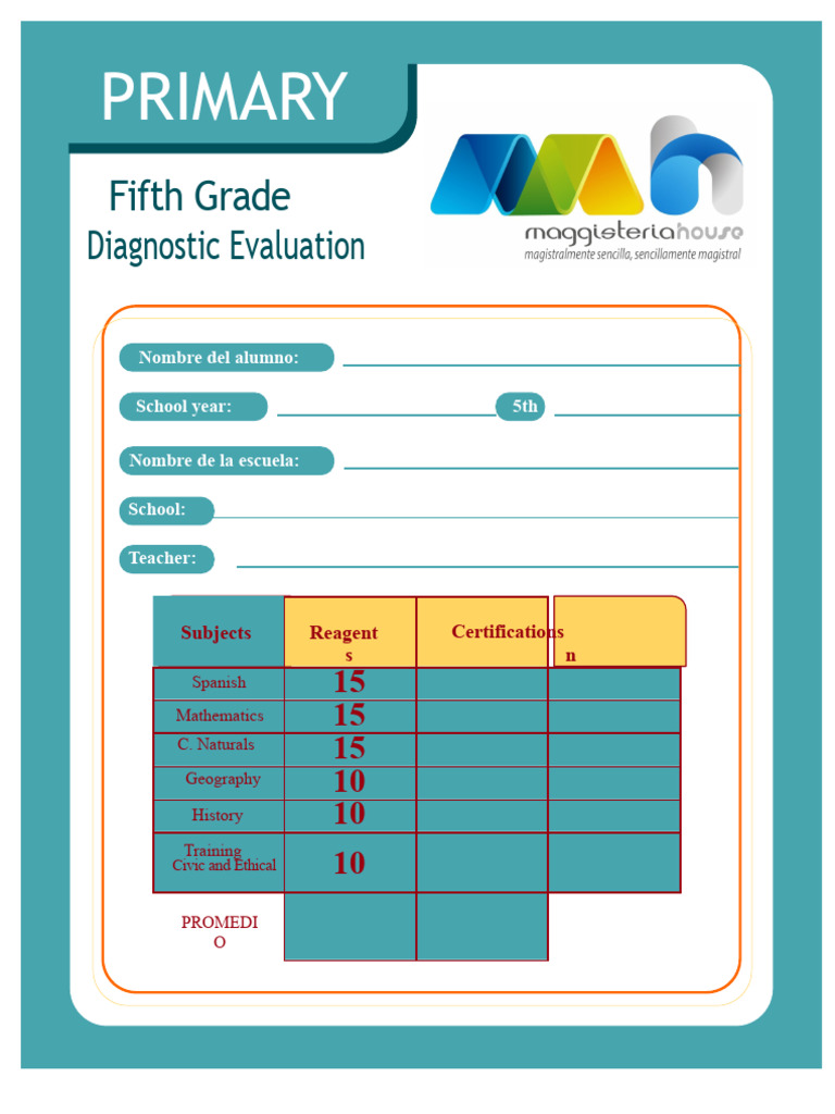 Fifth Grade Diagnostic Evaluation Guide | PDF | Science | Inquiry