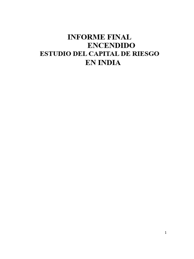 Informe Del Proyecto Sobre Capital de Riesgo en India | PDF | Finanzas ...