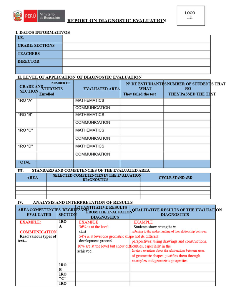 Diagnostic Evaluation Report Summary | PDF | Evaluation | Qualitative ...