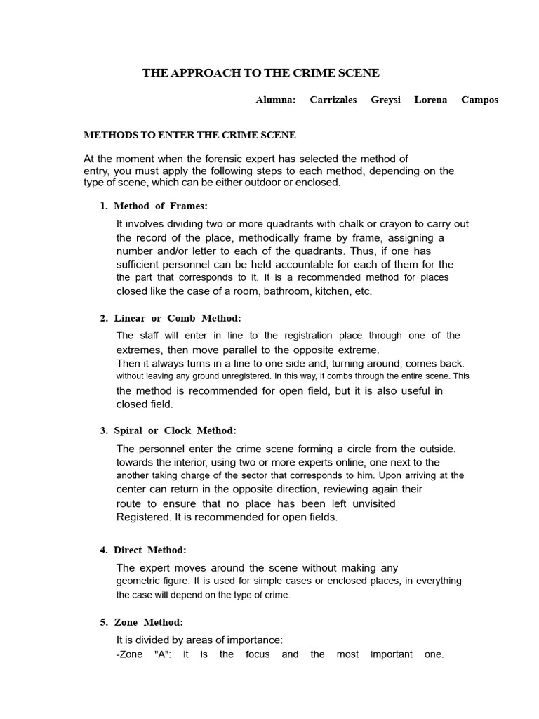 Crime Scene Investigation Methods | PDF | Crime Scene