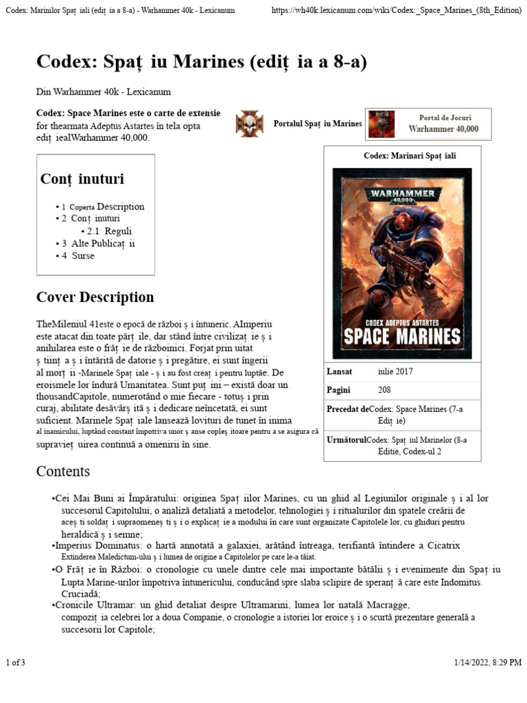 Codex Space Marines (Ediția A 8-A) - Warhammer 40k - Lexicanum | PDF