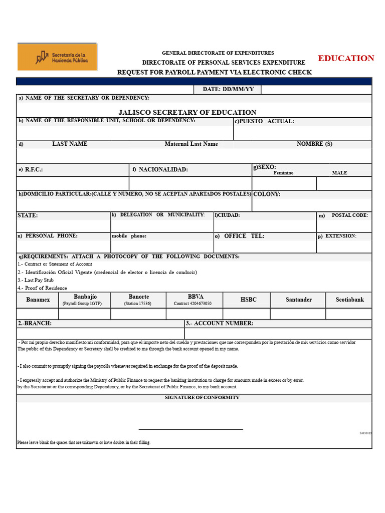Payroll Payment Request Form for Education | PDF