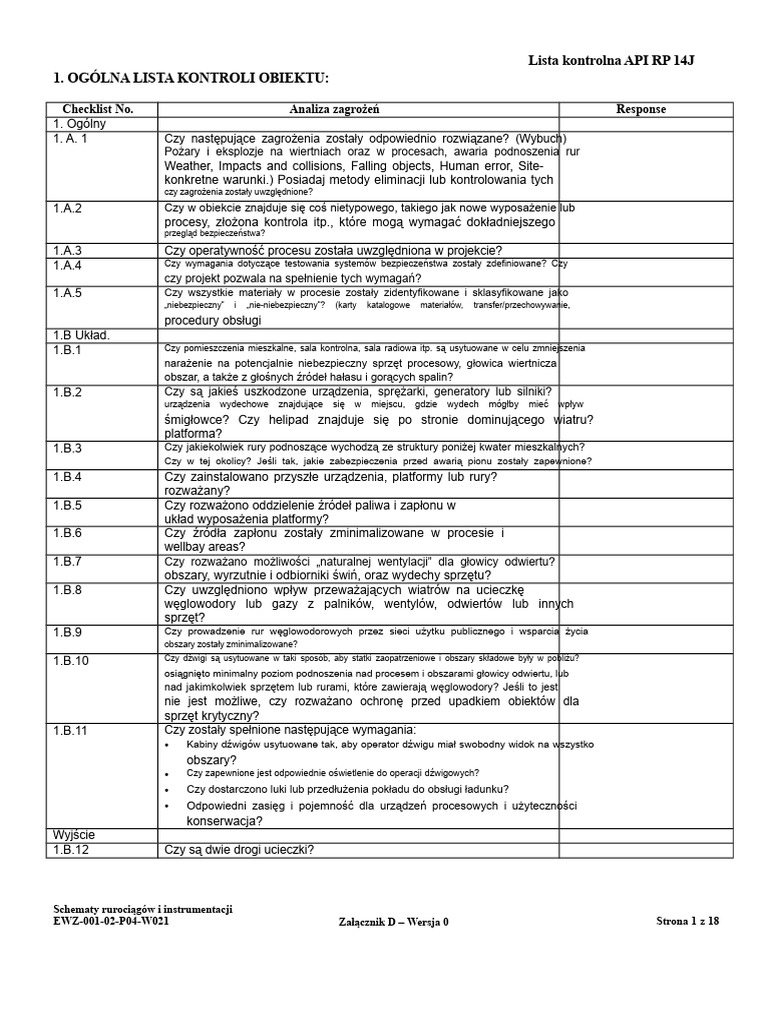 Lista Kontrolna API RP 14j | PDF