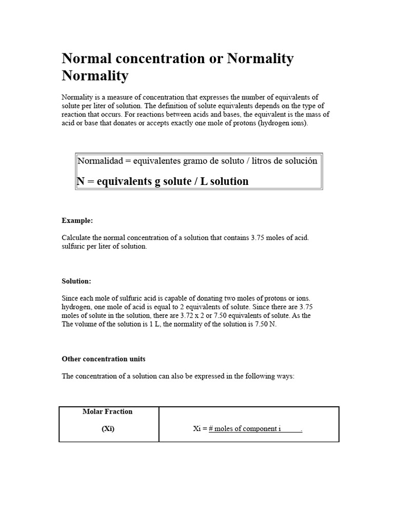 Understanding Normality and Molarity | PDF | Mole (Unit) | Acid