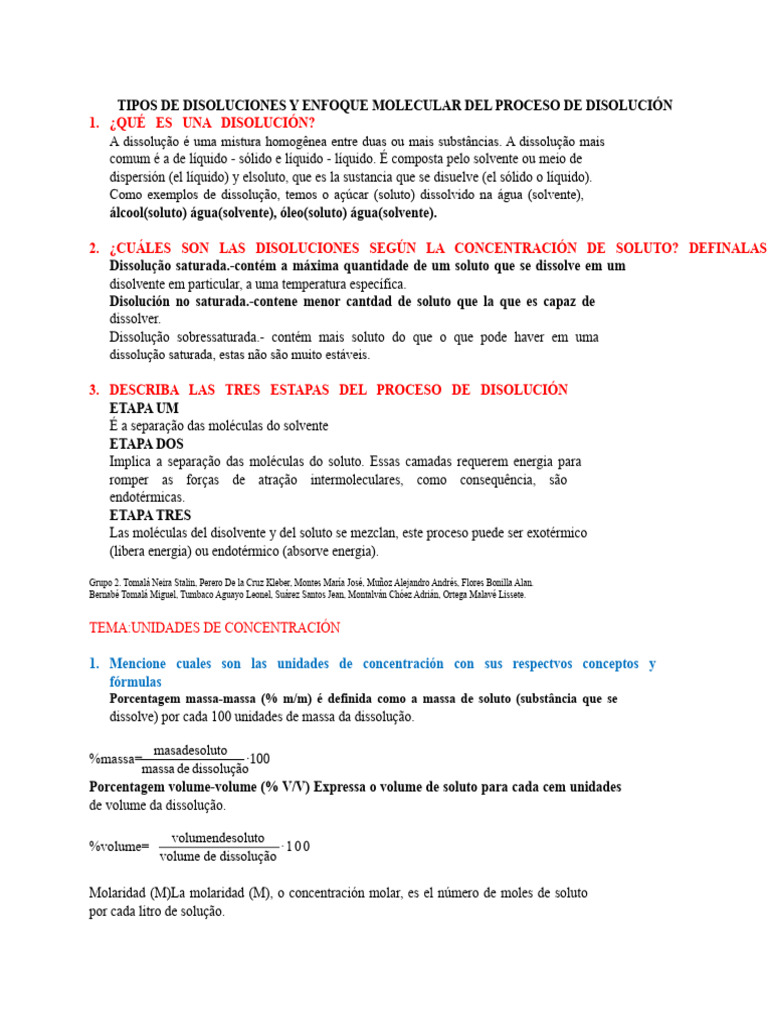 Tipos de Dissoluções e Processos Moleculares | PDF | Solvente ...