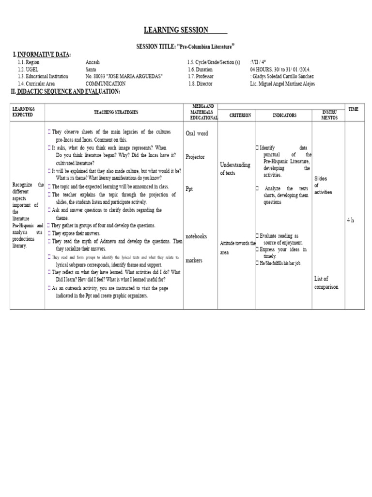 Learning Session: Pre-Hispanic Literature | PDF | Human Communication ...