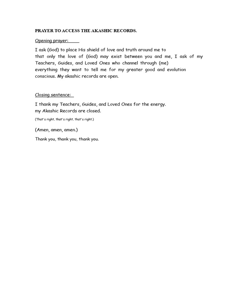 Prayer To Access The Akashic Records.: Thank You, Thank You, Thank You ...