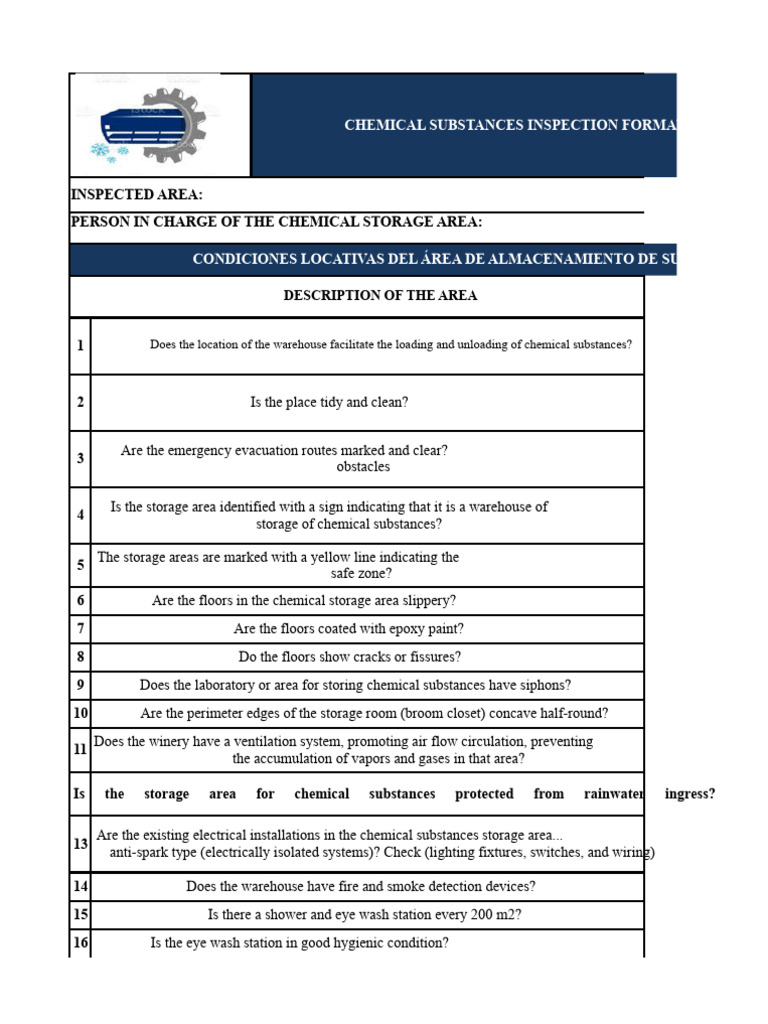 Chemical Products Inspection Format | PDF
